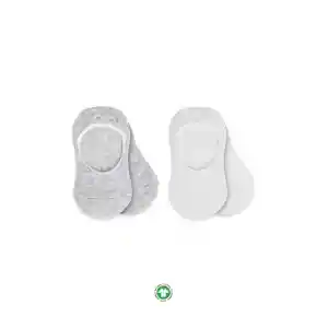 NessiWorld 2Li Penye Babet Silikonlu Basic Çorap 30104 Gri Beyaz