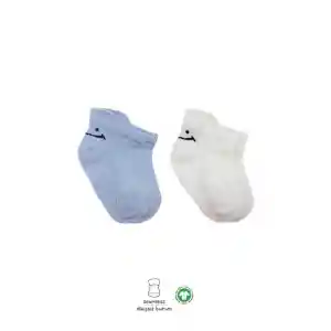 NessiWorld 2Li Sneakers Smile Penye Çorap BS20106 Mavi Ekru