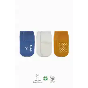 NessiWorld Basic Kaymaz Penye Soket Çorap 3Lü BS10106 İndigo Ekru Hardal