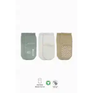 NessiWorld Basic Kaymaz Penye Soket Çorap 3Lü BS10106 Nil Ekru Bej