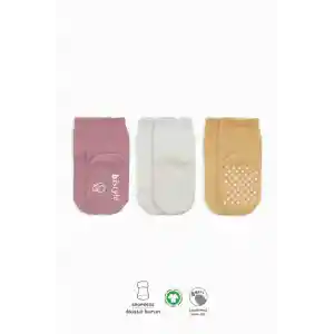 NessiWorld Basic Kaymaz Penye Soket Çorap 3Lü BS10106 Pudra Ekru Somon