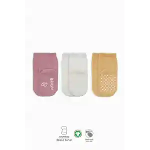 Basic Kaymaz Penye Soket Çorap 3Lü BS10107 Pudra Ekru Somon