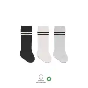 Derby Dizaltı Çorap 3Lü BS40101 Siyah Ekru Gri Çemberli