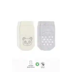 NessiWorld Hayvan Figürlü Kaymaz Soket Çorap 2Li BS10104 Gri Ekru