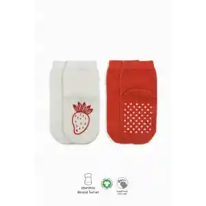 NessiWorld Meyve Figürlü Kaymaz Soket Çorap 2Li BS10105 Kırmızı Ekru