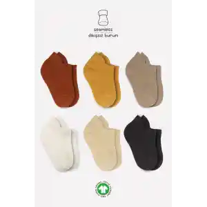 NessiWorld Mix Penye Sneakers Çorap 6Lı BS20101M Toprak