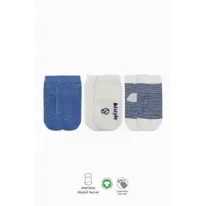 NessiWorld Puanlı Kaymaz Penye Soket Çorap 3Lü BS10108 İndigo