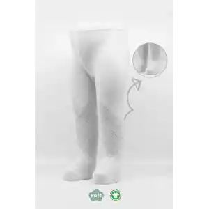 Tekli Ekose Kabartma Penye Külotlu Çorap BS50105 Beyaz