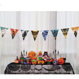 Cadılar Bayramı Halloween Flama Bayrak Banner Süs 8 li 3 Metre