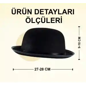 Charlie Chaplin Stil Çocuk Şapkası – Siyah Melon Parti Şapkası