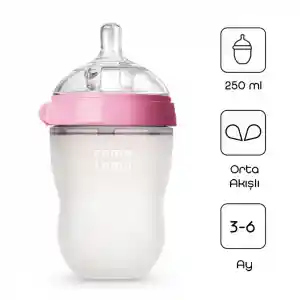 Antikolik Silikon Biberon 250 ml 3-6 Ay Pembe