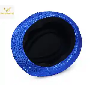 Disko Star Mavi Payetli Fötr Şapka Yetişkin Boy