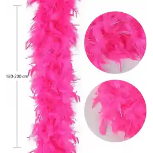 Fuşya Renk Kabarık Kalın Otriş Boa Tüy 6 cm Genişlik 180-200 cm Uzunluk