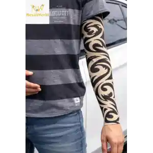 Giyilebilir Kol Dövmesi Çorap Dövme 3D Baskılı Kol Bacak Dövme 2 Adet Model 14