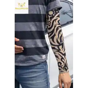 Giyilebilir Kol Dövmesi Çorap Dövme 3D Baskılı Kol Bacak Dövme 2 Adet Model 9