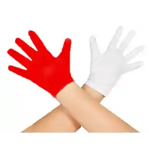 Gösteriler İçin 1 Çift Kırmızı Beyaz Pandomim Eldiveni Çocuk Boy