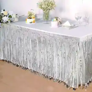 Gümüş Metalize Masa Eteği 275x75 cm – Kendinden Yapışkanlı