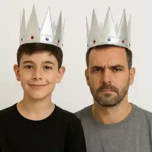 Gümüş Renk Eva Yumuşak Kral Kraliyet Tacı Yetişkin Çocuk Uyumlu 55c m