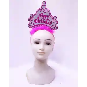 Happy Birthday Neon Pembe Renk Doğum Günü Tacı 24x15 cm