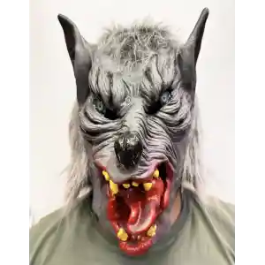 Kafaya Tam Geçmeli Lateks Dil Çıkaran Mavi Gözlü Kurt Maskesi NessiWorld