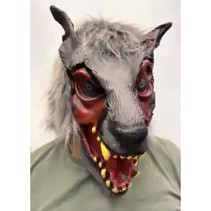 Kafaya Tam Geçmeli Lateks Dişli Ağzı Açık Kurt Maskesi NessiWorld