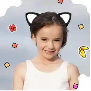 Kedi Kulak Taç Siyah İçi Beyaz Renk Pofuduk 15X17 cm