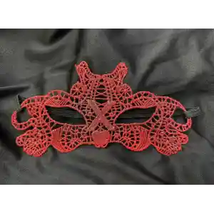 Kırmızı Dantel Masquerade Maskesi Çift Taraflı 10 No