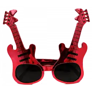 Kırmızı Renk Rockn Roll Gitar Şekilli Parti Gözlüğü 15x15 cm