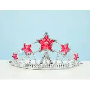 Kırmızı Yıldız Taşlı Plastik Kraliçe Prenses Elsa Tacı Çocuk Boy