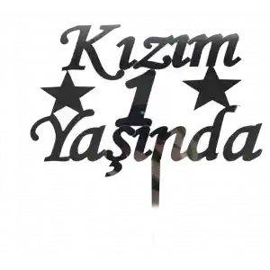 Kızım 1 Yaşında İlk Yaş Doğum Günü Partisi Pasta Süsü Gümüş Renk NessiWorld