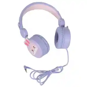 KULAKLIK MİKROFONLU KABLOLU TAVŞAN RESİMLİ LİLA