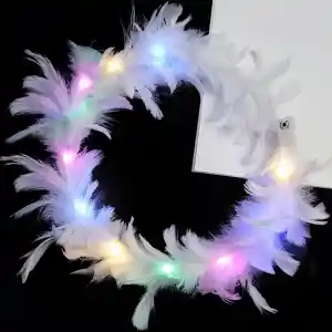 Led Işıklı Rengarenk Yanan 3 Fonksiyonlu Otrişli Parti Tacı Beyaz Renk 12x12 cm NessiWorld