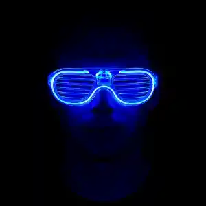 Mavi Led Işıklı Parti Gözlüğü - Şerit Gözlük 3 Modlu