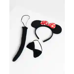 Minnie Mouse Kostüm Seti Taç Kuyruk Papyon Gösteri Seti