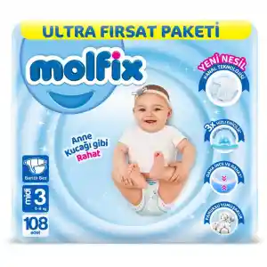 Bebek Bezi Ultra Fırsat Paketi 3 Beden 4-9 Kg 108 Adet