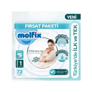 Premium Bebek Bezi Fırsat Paketi 1 Beden 2-5 Kg 72 Adet