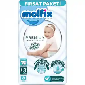 Premium Bebek Bezi Fırsat Paketi 3 Beden 4-9 Kg 60 Adet