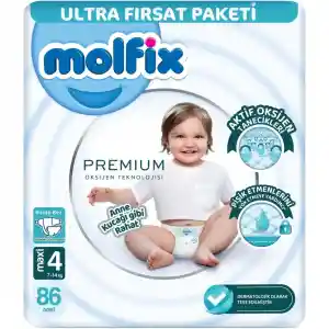 Premium Bebek Bezi Ultra Fırsat Paketi 4 Beden 7-14 Kg 86 Adet
