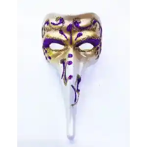 Mor Renk İşlemeli Seramik Malzemeden İmal Venedik Uzun Maske Magnet