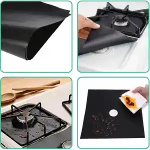 Ocak Koruyucu Folyo Yanmaz Yapışmaz 4lü Set SiYAH