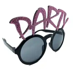Party Yazılı Simli Pembe Renk Parti Gözlüğü 15x7 cm