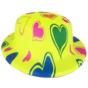Plastik Neon Desenli UV Işık Parti Şapkası Sarı 1 Adet