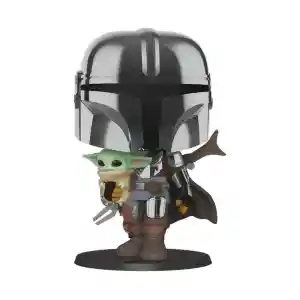 POP! Deluxe Star Wars The Mandalorian 10 Chrome Mandalorian with Child 49931