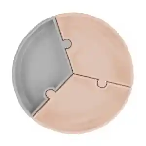 Puzzle Vakum Tabanlı Silikon Tabak Bubble Beige / Powder Grey