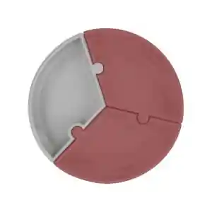 Puzzle Vakum Tabanlı Silikon Tabak Velvet Rose / Powder Grey