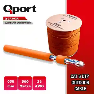 QPORT Q-CATO2R 500MT UTP CAT6 OUTDOOR NETWORK KABLO TURUNCU 23AWG 0.58MM