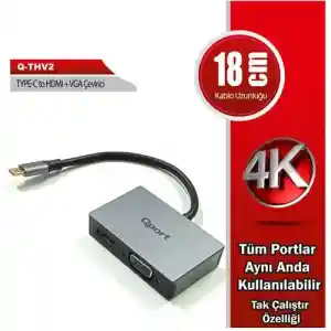 QPORT Q-THV2 TYPE-C TO HDMI/VGA ÇEVİRİCİ