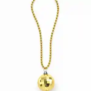 Retro Disko Topu Şekilli 80'ler 90'lar Altın Renk Plastik Kolye