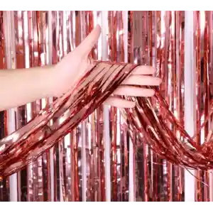 Rose Gold Püsküllü Kapı Perdesi - Parti, Bekarlığa Veda, Doğum Günü 1x2 m