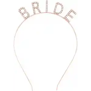 Rose Gold Renk Bekarlığa Veda Kristal Taş Bride Tacı İthal 16x10 cm